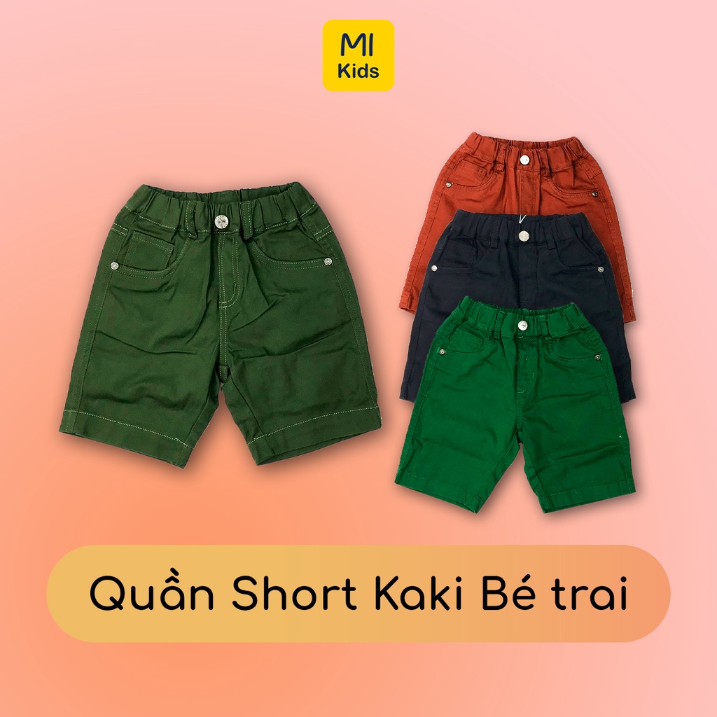 Quần Short bé trai nhiều màu chất Kaki thun co giãn thoải mái phối đồ, cho bé mặc đi học đi chơi