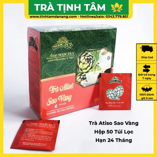 Trà túi lọc atiso Đà Lạt sao vàng Ngọc Duy hộp 50 túi lọc đặc sản làm quà hỗ trợ thanh lọc cơ thể