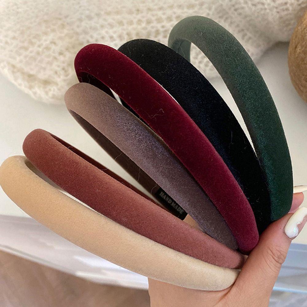 ANEMONE Băng Đô Cài Tóc Bằng Vải Nhung Mỏng Phong Cách Retro Đơn Giản Ngọt Ngào Cho Nữ