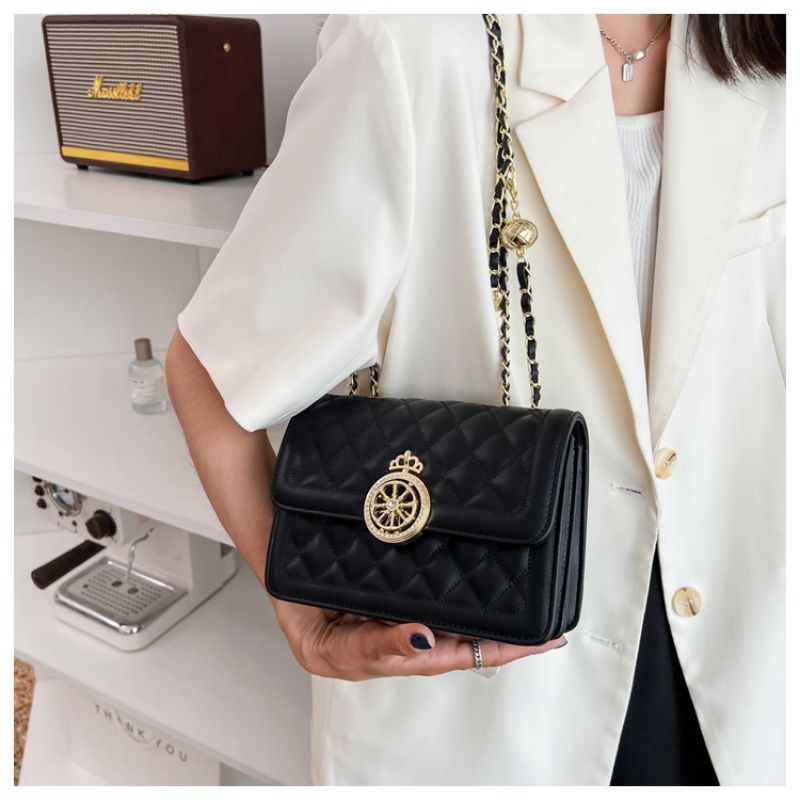 Túi xách nữ đeo chéo đẹp kẹp nách ô trám khoá vương miện phong cách hàn quốc giá rẻ TX 155