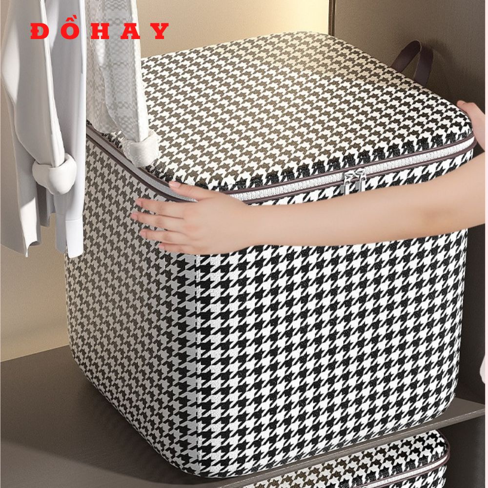 Túi đựng chăn màn caro 180 lít, túi đựng quần áo chăn mền size to cỡ đại có khoá