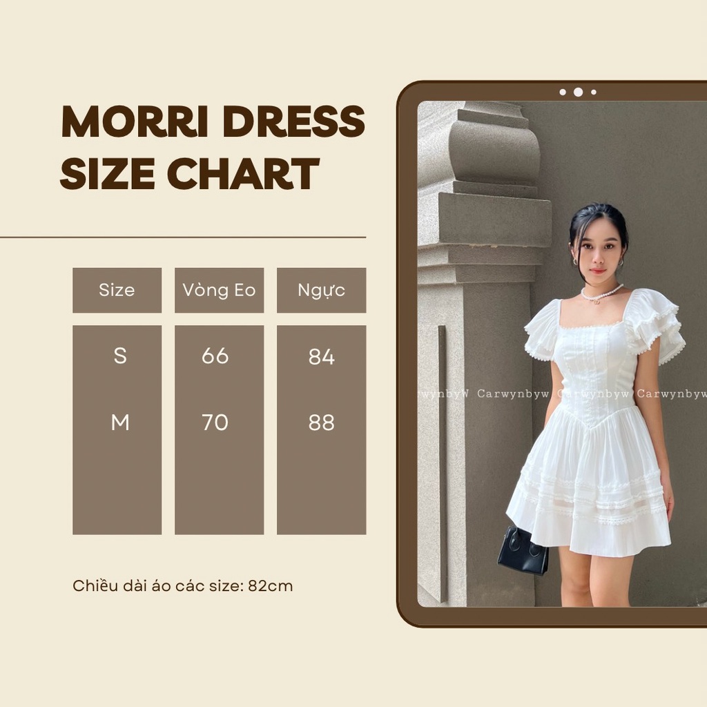 CarwynbyW - Đầm Form Corset Tay Bèo Phối Ren Có Mút Ngực