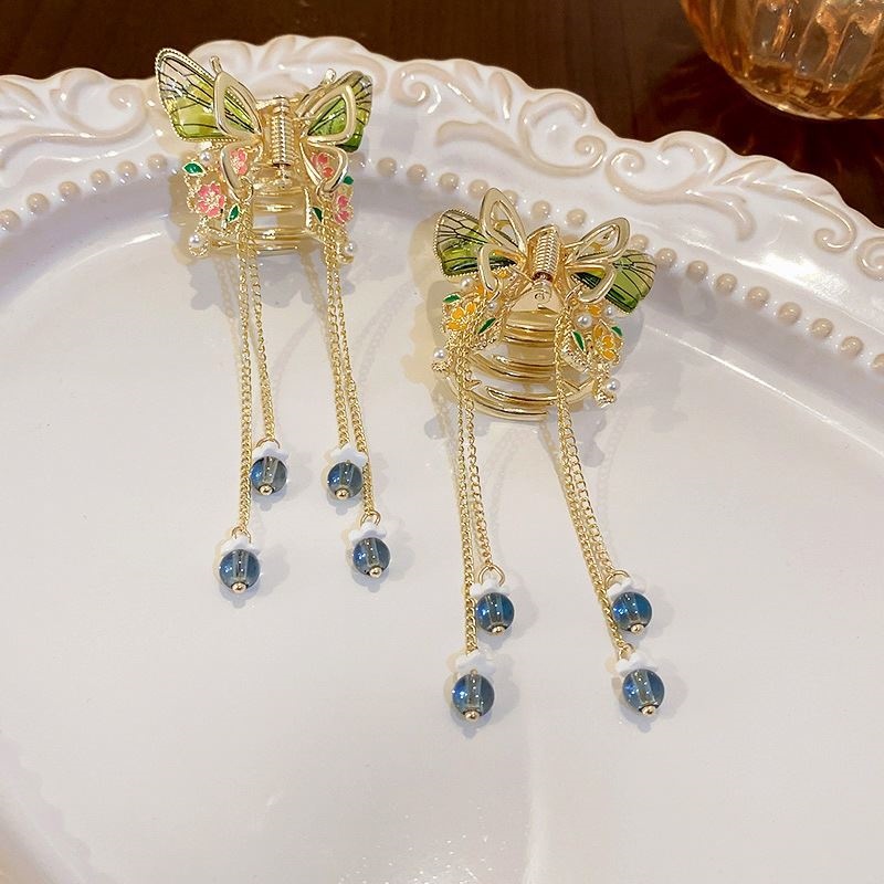 Kẹp Tóc Tua Rua Hình Bướm Đính Ngọc Trai Thời Trang