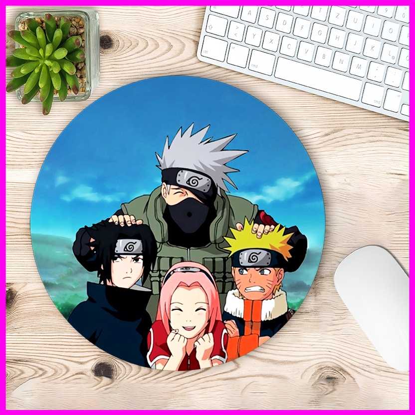 Miếng lót chuột hình tròn 20x20cm Naruto, In đẹp,Sắc nét
