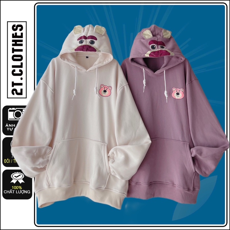 Áo Hoodie Nỉ Bông Form Rộng Tai Gấu Mùa Đông Unisex 2T.Clothes