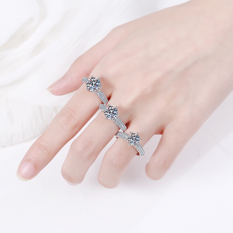 Kim Cương Nhân Tạo Moissanite  Nhẫn nữ 925 bạc 1-3carat D màu Mosant khoan có thể vượt qua bút kim cương với giấy chứng nhận xác định nhẫn tinh tế