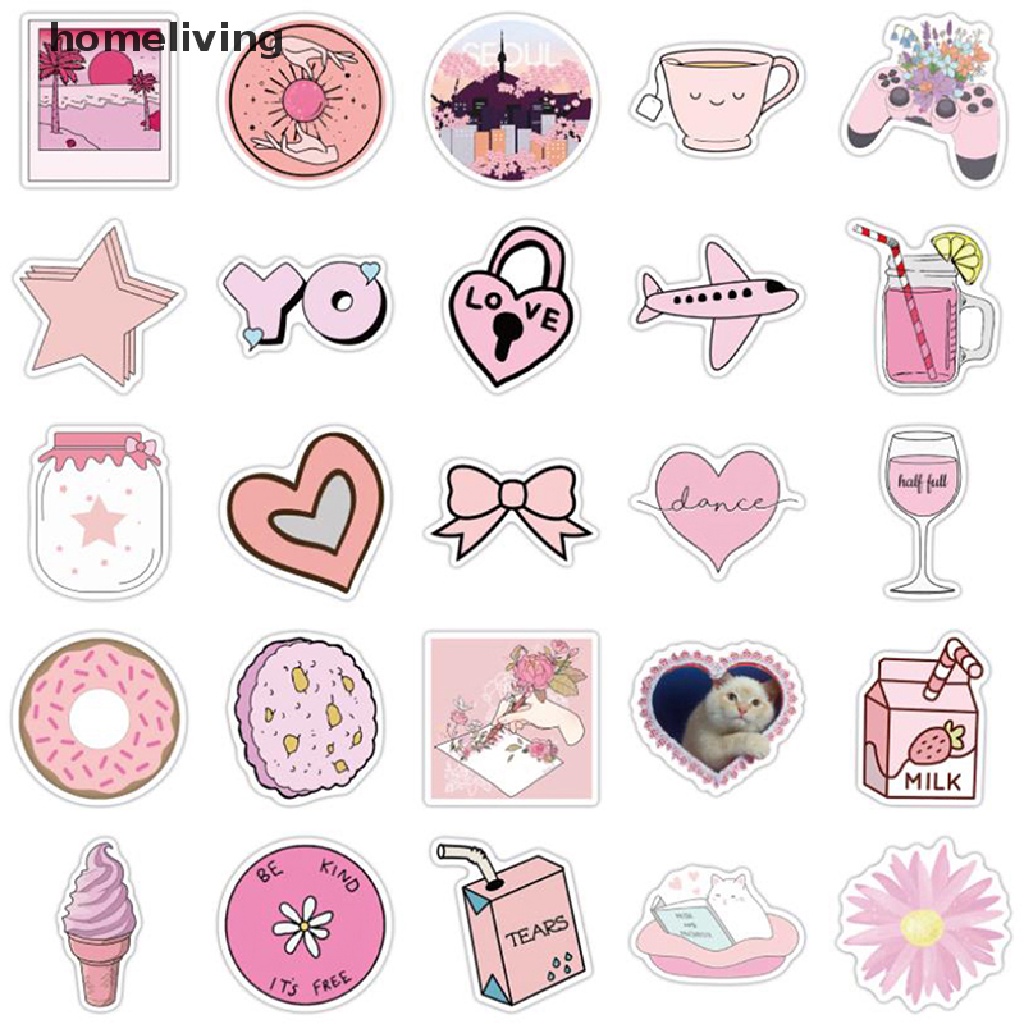 Bộ 50 Miếng Dán Họa Tiết Hoạt Hình Graffiti Trang Trí Ván Trượt / Guitar / Laptop