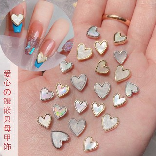 charm tim đá tráng trí móng,charm tim vàng bạc nail