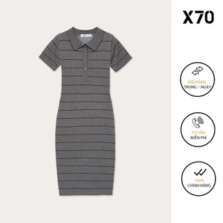 Đầm Body Nữ Tay Ngắn Dệt Kim Kiểu Dáng Ôm Body Thiết Kế Cổ Bẻ Thời Trang X70 - 00700012