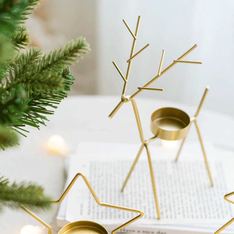 Giá Đỡ Nến Bằng Sắt Hình Cây Thông Giáng Sinh Trang Trí Nhà Cửa