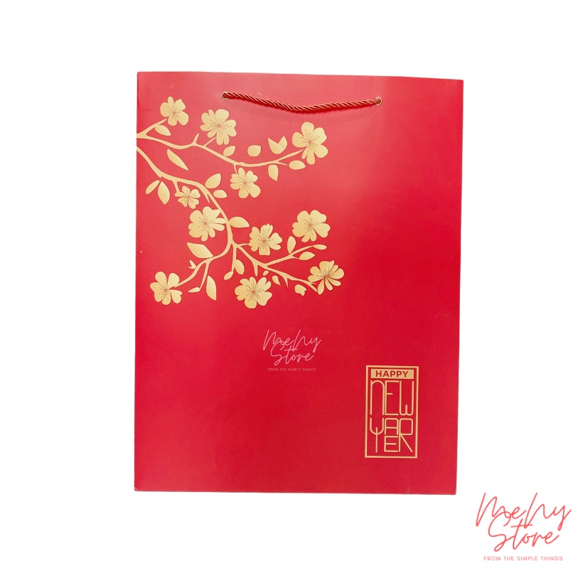 Túi giấy đựng quà Tết, giỏ quà, túi chúc mừng năm mới loại vip 35x45x15cm
