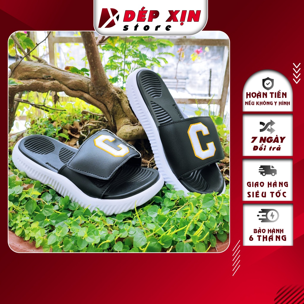 Dép Quai Ngang Cao Cấp, Dép Quai Xé Chữ C Phong Cách Hàn Quốc Đế Cao 3cm Siêu bền nhẹ (Đen Đế Trắng)