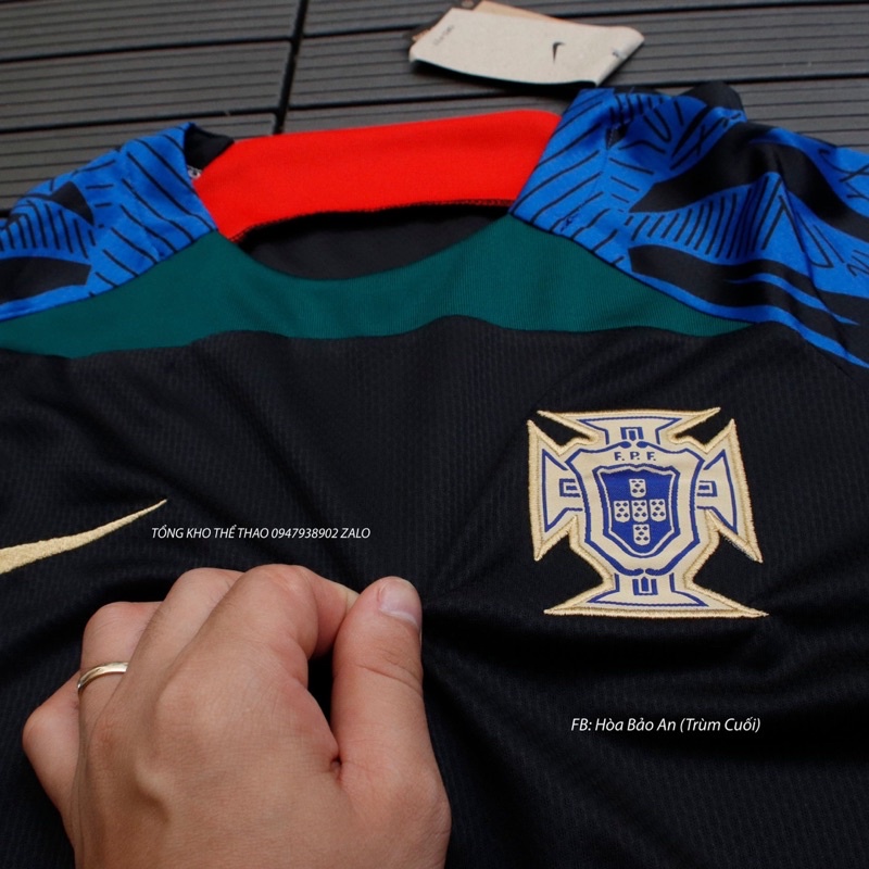 Áo Training bồ đào nha 2023 - set bộ thê thao đội tuyển bồ đào nha Ronaldo áo tập bồ màu đen quần có túi mùa wc 2022/23