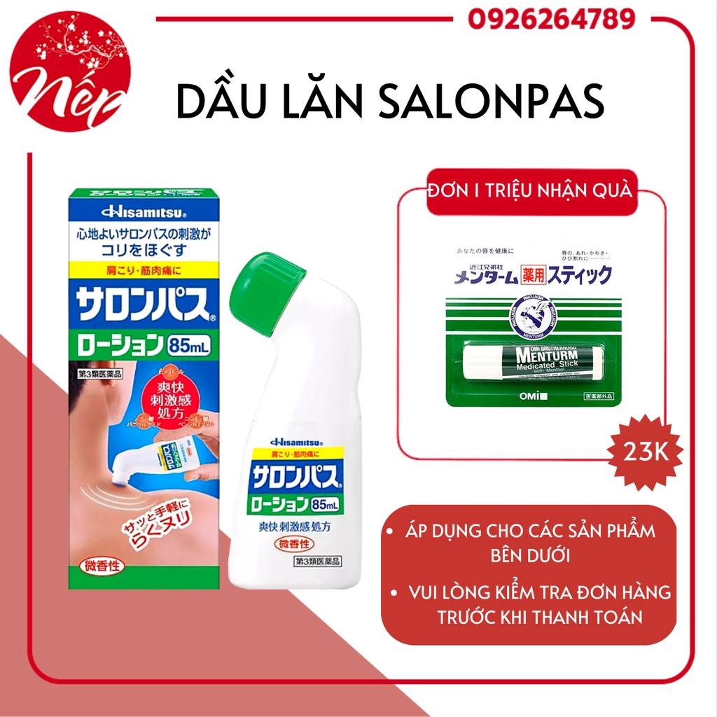 DẦU LĂN XOA BÓP SALONPAS HISAMITSU - CHAI LĂN SALONPAS GIẢM ĐAU XƯƠNG KHỚP NỘI ĐỊA NHẬT 85ML