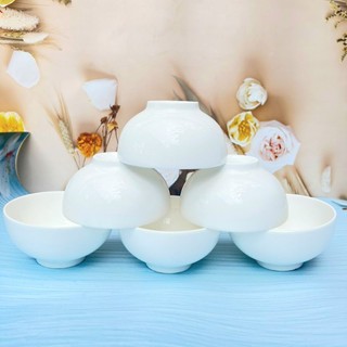 Bộ 10 Bát cơm sứ trắng mộc dày /bát con sứ/ bát ăn cơm