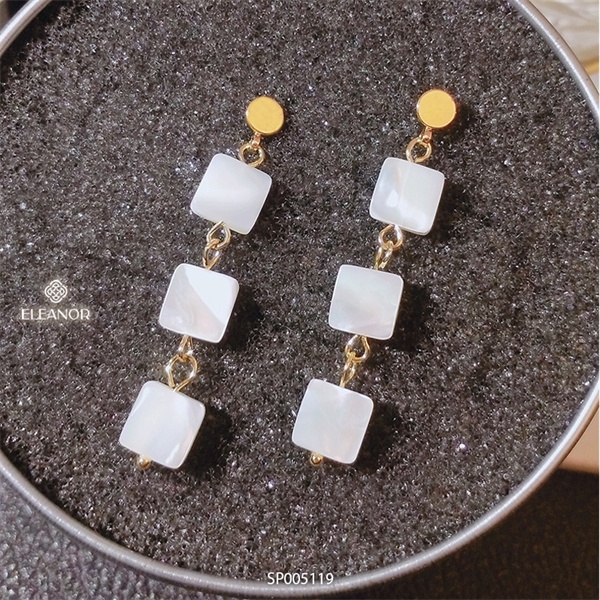 Bông tai nữ dáng dài Eleanor Accessories thiết kế phối hình vuông phụ kiện trang sức cá tính