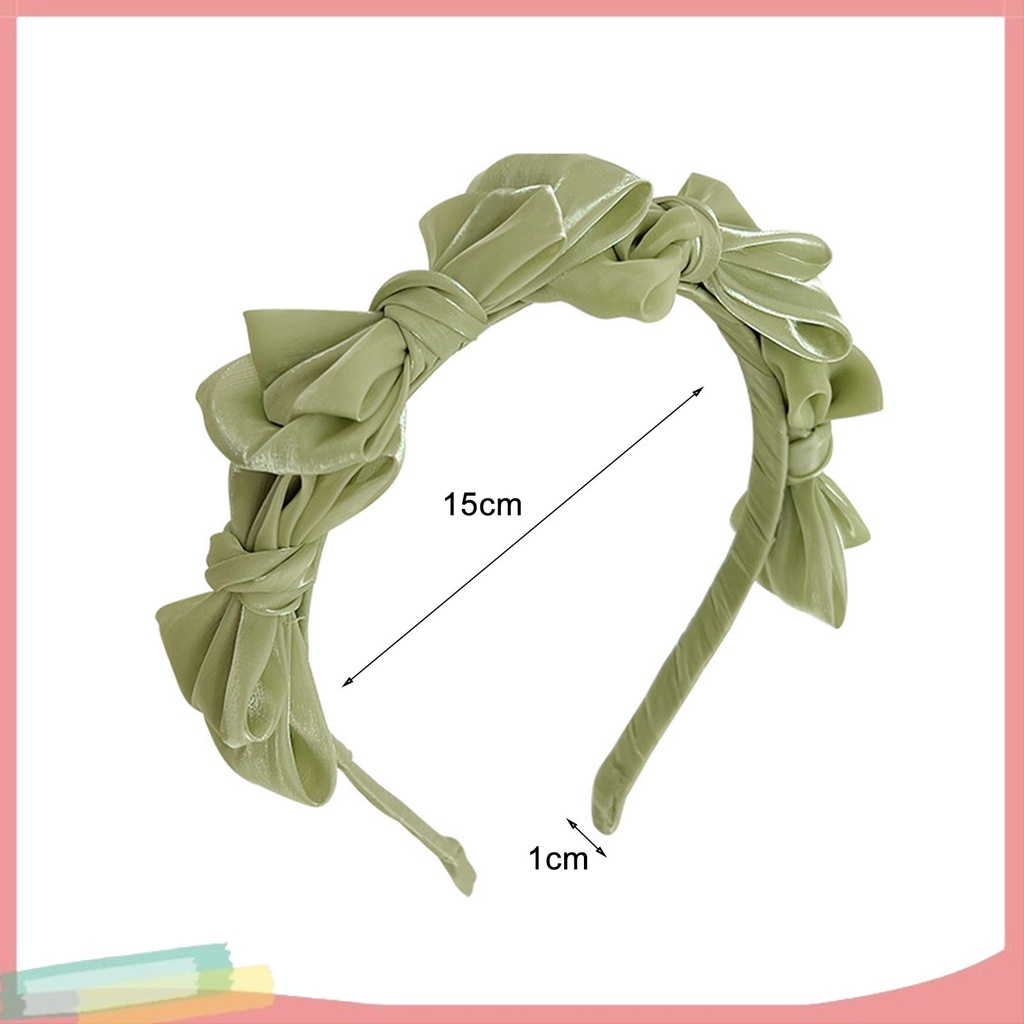 Băng Đô Cài Tóc Nữ Vải Mềm Màu Trơn Đính Nơ Xinh Xắn