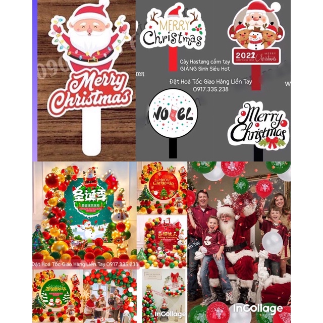 Giáng Sinh Bóng chữ MERRY CHRISTMAS Kèm Bóng Tặng Bơm Keo