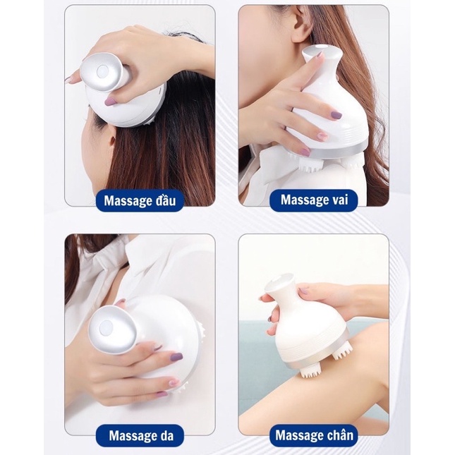 Máy massage đầu cầm tay có tích điện, 3 chế độ