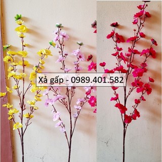 Cành hoa đào hoa mai giả dài 1m có 5 nhánh nhỏ giá sỉ tại xưởng sx