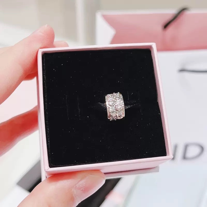 CHARM PAN ALE KHOÁ CHẶN CLIP ĐÍNH ĐÁ TIM BẠC S925