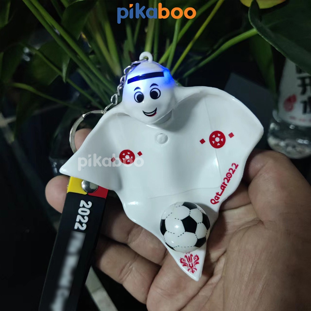 Móc khóa bóng đá 2022 phát sáng Pikaboo, có đèn đẹp mắt, chất liệu cao cấp an toàn, bền đẹp