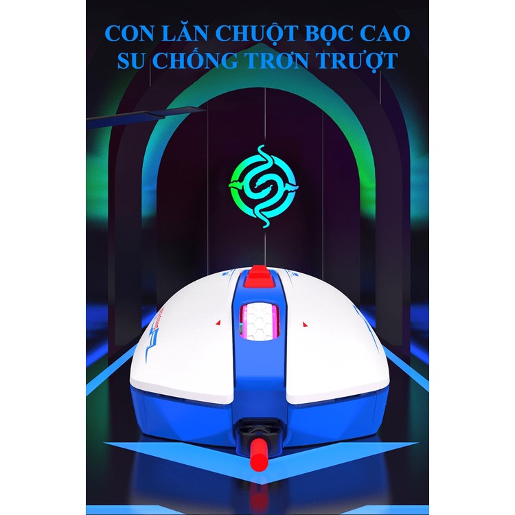 Chuột có dây chuyên game K-SNAKE Q10 có đèn led RGB 5 chế độ với tốc độ chuột lên đến 4000DPI - NK