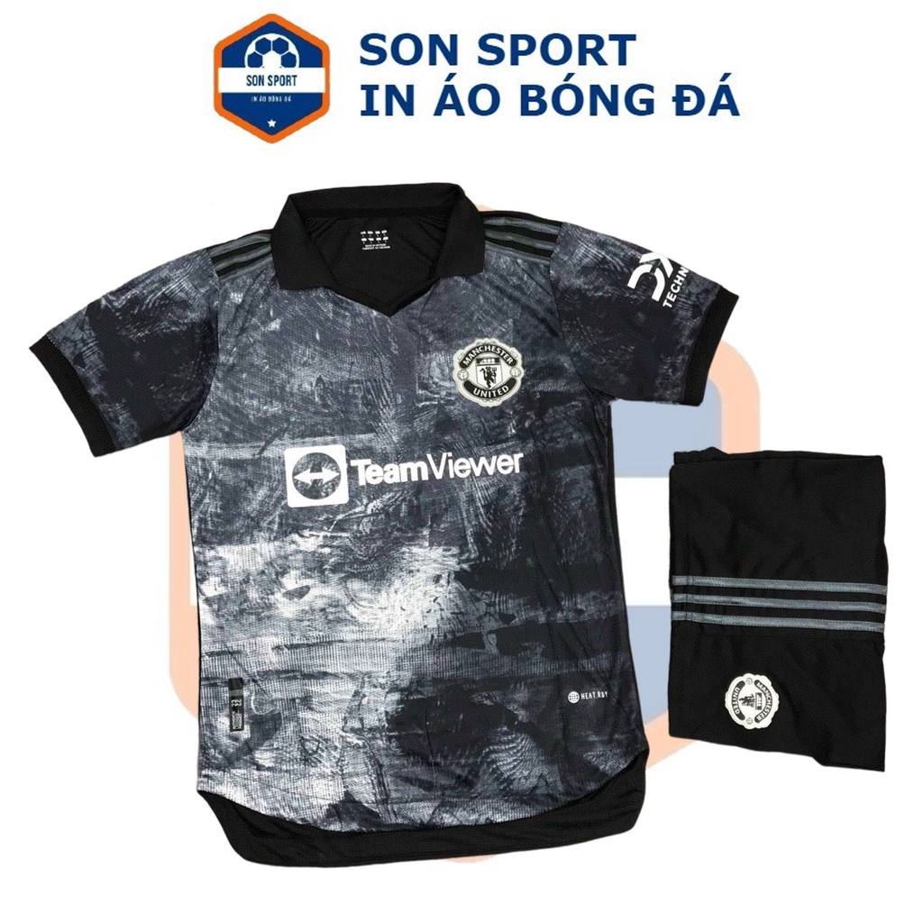 Bộ quần áo bóng đá Fex thái CLB Manchester United đen xám cổ bẻ