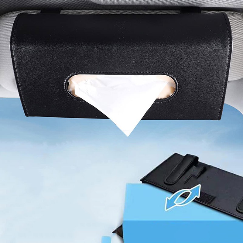 Túi Da Đựng Khăn Giấy Treo Tấm Che Nắng Xe Hơi Có Thể Rút Lại