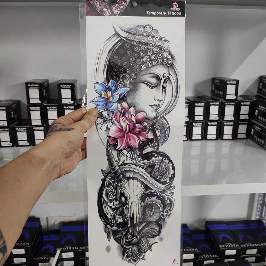 Hình Xăm Dán 170x480mm Full Tay , Nửa Lưng Chống Nước