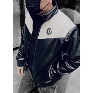  PU JACKET  Cổ phao bông  - LUOGÒ BRAND - áo khoác da nam lót lông 