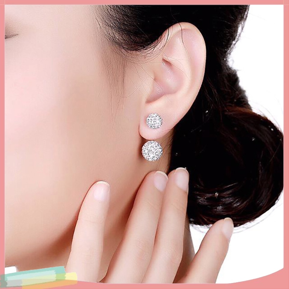 Khuyên tai quả cầu đính đá thời trang cho nữ