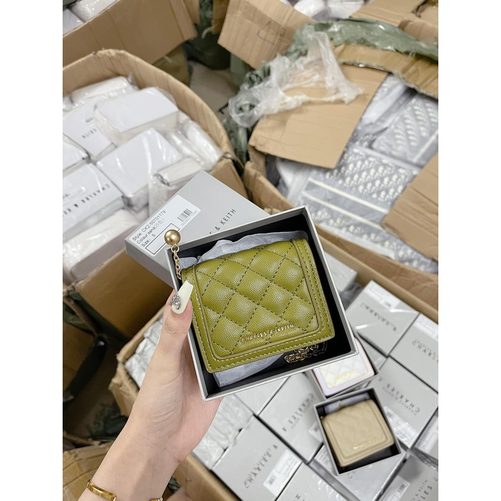Ví nữ mini cnk full box túi đeo chéo mini da sần cho nữ
