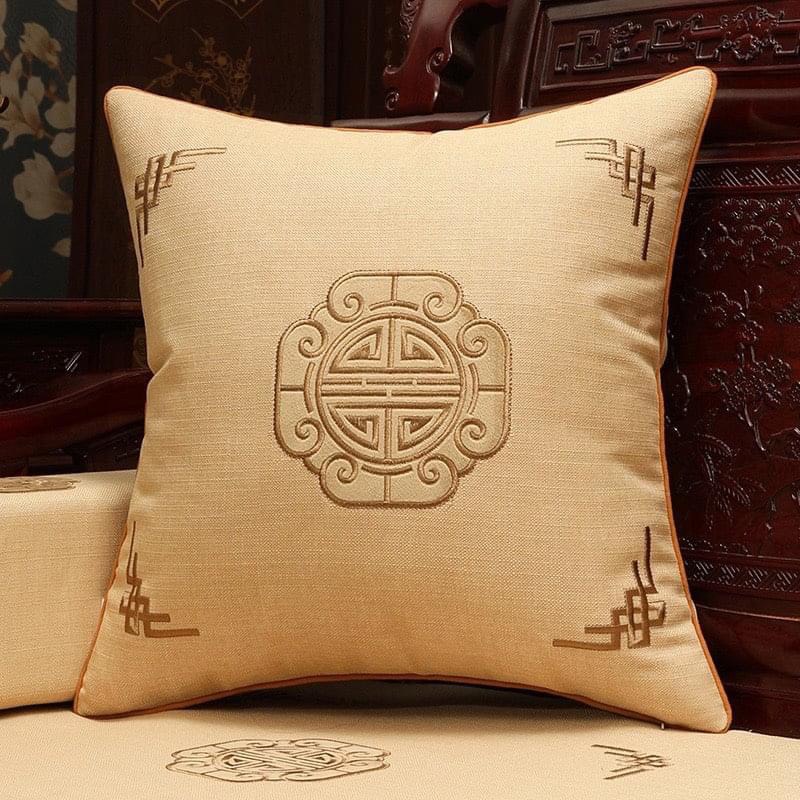 Gối tựa ghế sofa, ghế gỗ thêu hoa văn phong cách hoàng gia, gối vuông 47x47cm kèm ruột vải canvas  – Totoro House