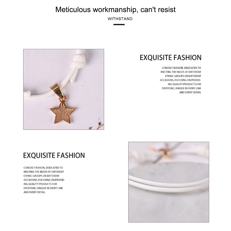 Vòng Tay Da Hai Lớp Gắn Ngôi Sao Năm Cánh Có Thể Điều Chỉnh Unisex