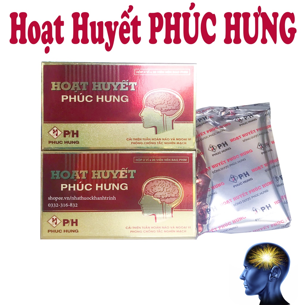 (hộp 40 viên) Hoạt huyết Phúc Hưng - Tăng cường lưu thông máu, cải thiện tuần hoàn não và ngoại vi