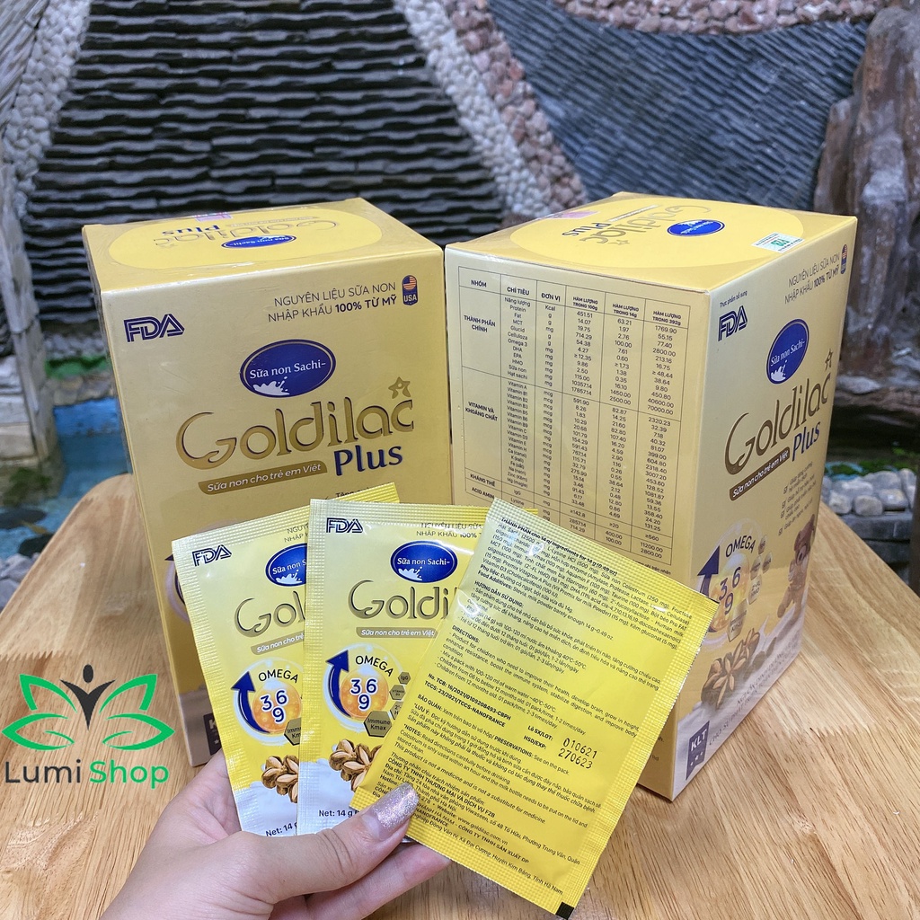 Gói lẻ 14g Sữa non tăng cân GOLDILAC PLUS. Sữa tăng cân phát triển chiều cao, tăng đề kháng cho bé date t12.2023