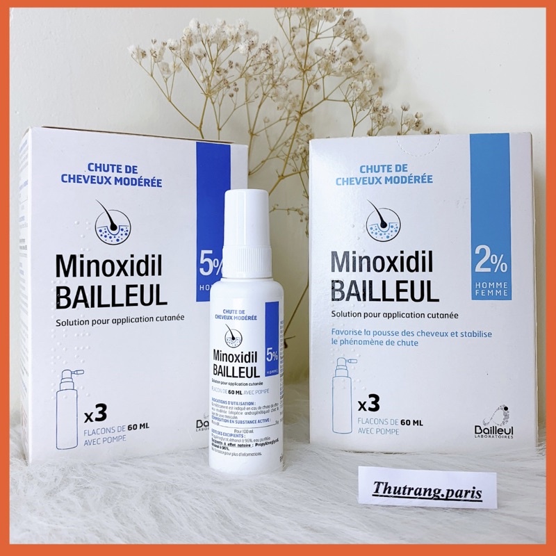 Xịt mọc tóc Minoxidil 2% và 5% Bailleul nội địa Pháp giúp tóc mọc nhanh và giảm rụng tóc