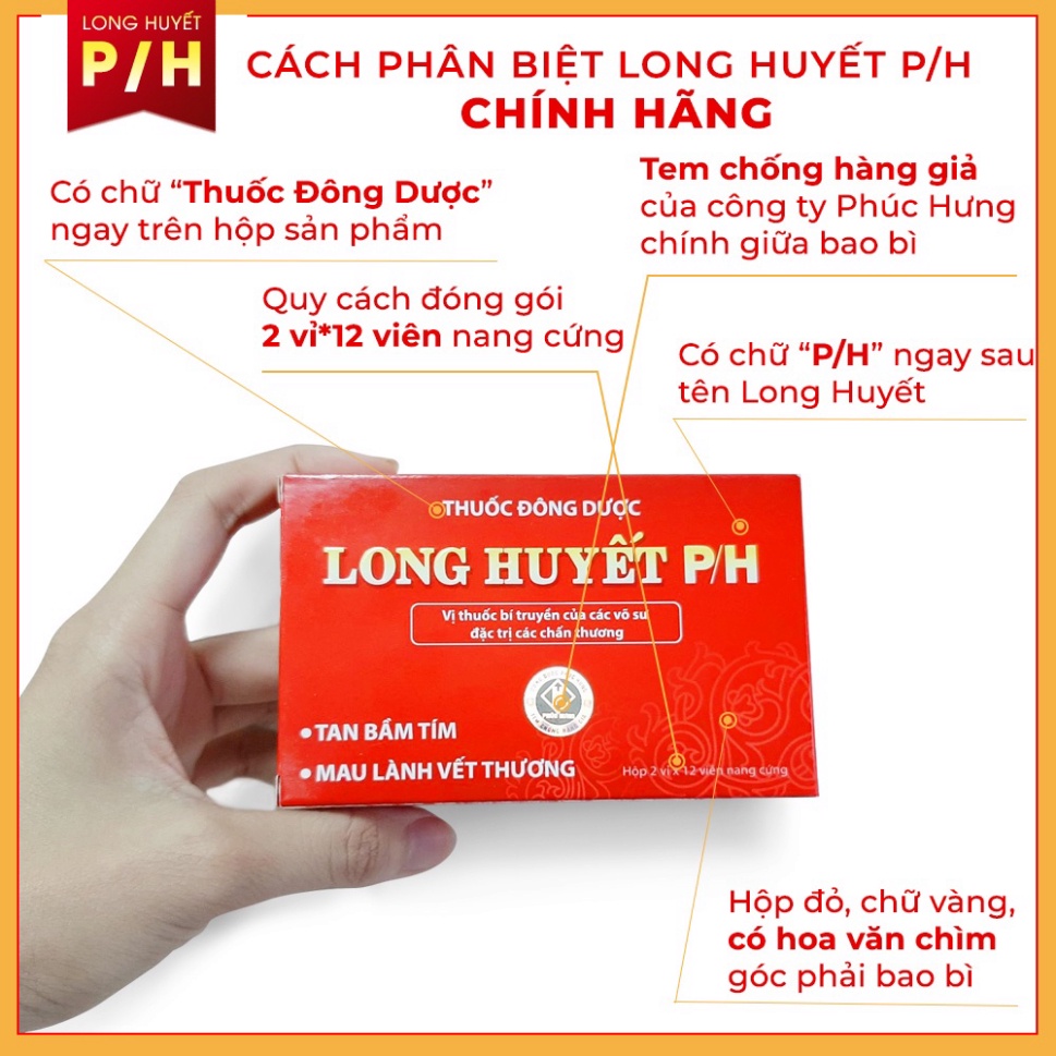 Long huyết PH - tan bầm tím, mau lành vết thương hở, phục hồi sau phun xăm môi mày, PTTM -Chính Hãng