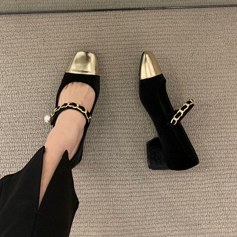 Giày cao gót IELGY mũi vuông phong cách Pháp ngọt ngào xinh xắn dành cho nữ