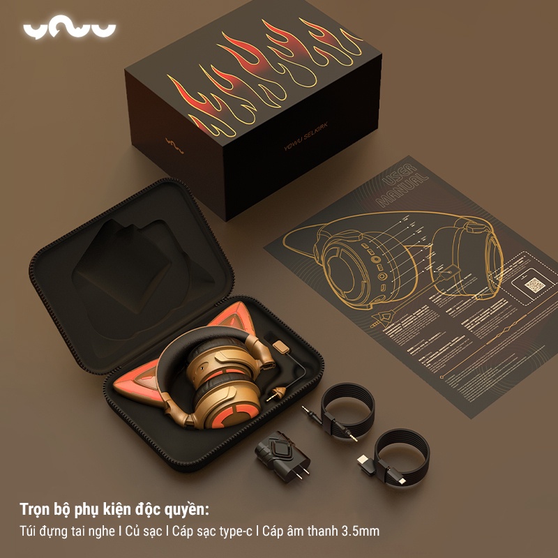 Tai Nghe Tai Mèo YOWU Rave Đắm Chìm Cùng Âm Thanh Hi-Fi Siêu Trầm Headphones True Wireless Phong Cách Âm Nhạc Điện Tử DJ