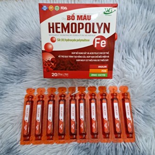 Hộp 20 ống Siro Bổ máu HEMOPOLYN Ironmelt Hôm um Ferratum Mumfolic Fe III giúp bổ sung Sắt III và Acid Folic cho cơ thể