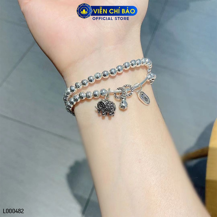 Vòng tay bạc nữ chuỗi bi charm voi lục tự - 5mm chất liệu bạc 925 thời trang phụ kiện trang sức Viễn Chí Bảo L000482