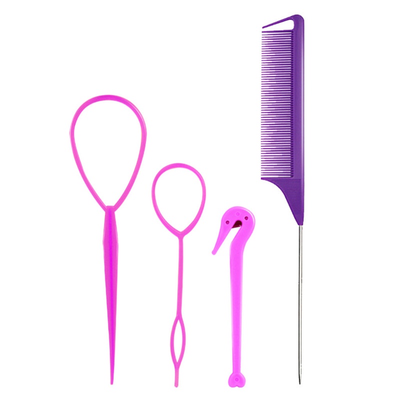 Set 4 Dụng Cụ Bện Tóc Hình Chuột Bằng Kim Loại