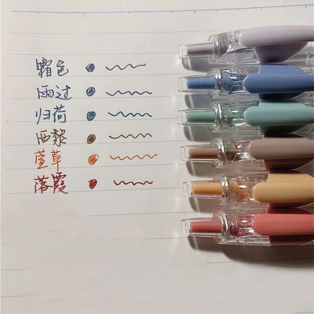 Bút Mực Gel Ngòi 0.5mm 6 Màu Sắc Xinh Xắn