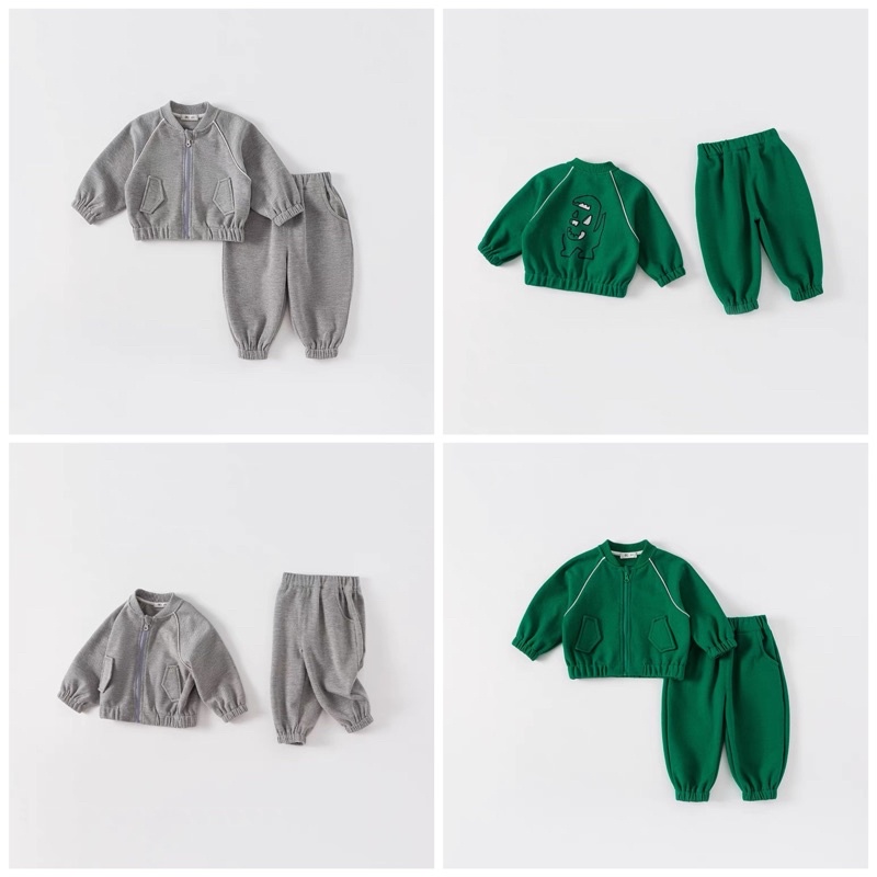 Bộ Thu Đông Bomber Trẻ Em Cho Bé Trai Và Bé Gái Hình Khủng Long Chất Nỉ Da Cá Mềm Mịn Thời Trang Trẻ Em Heri Kids