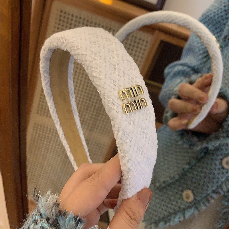 Băng Đô Vải tweed Cao Cấp Bản Rộng Thời Trang Thu Đông Phong Cách Pháp Cổ Điển