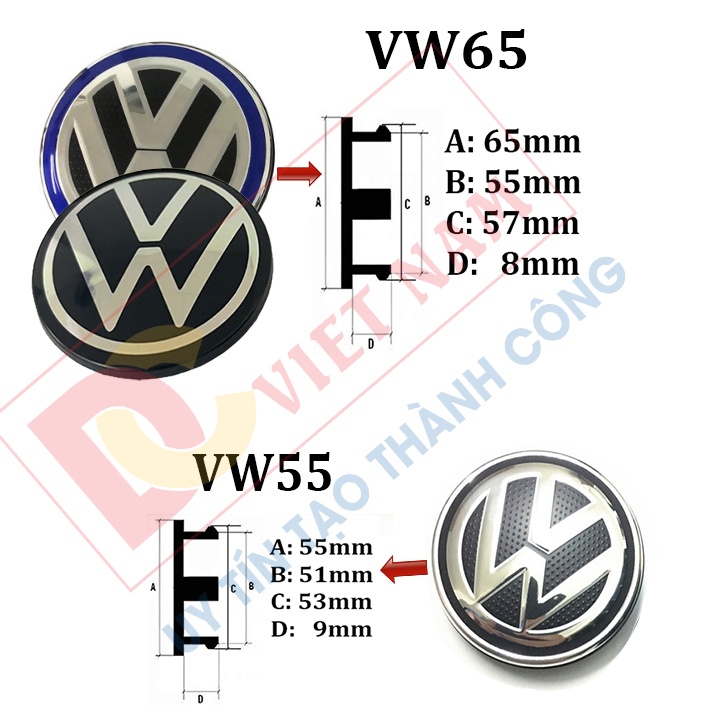 Logo chụp mâm, ốp lazang bánh xe ô tô Volkswagen