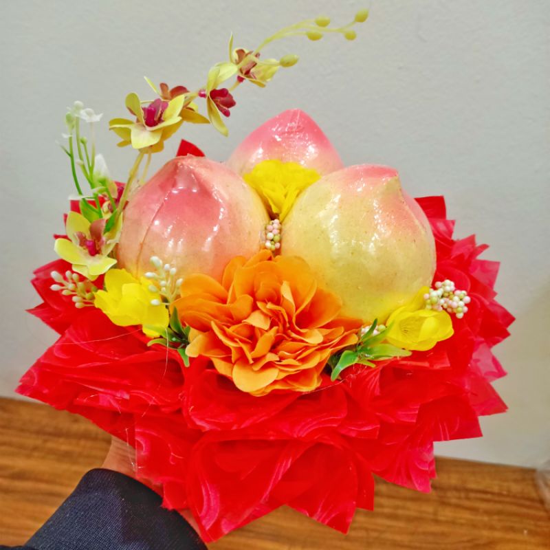 Oản đào tiên - Bày đĩa 5 quả - Trang trí tháp đào