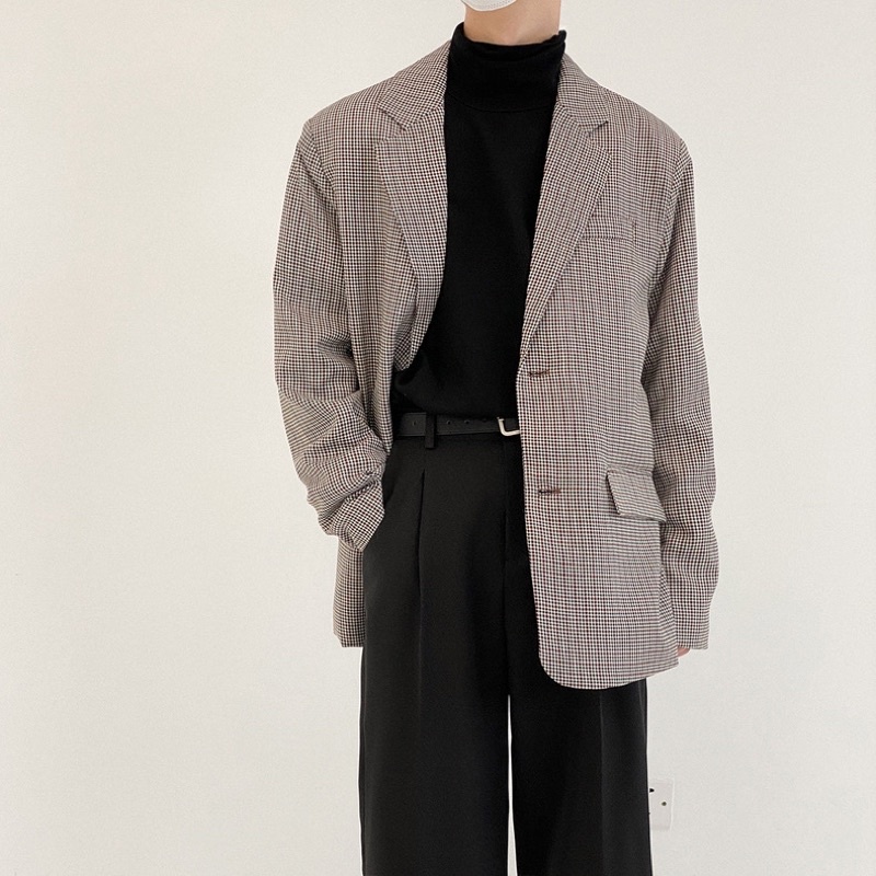 ÁO BLAZER KẺ CARO NÂU ĐEN THE NORTH HOUSE